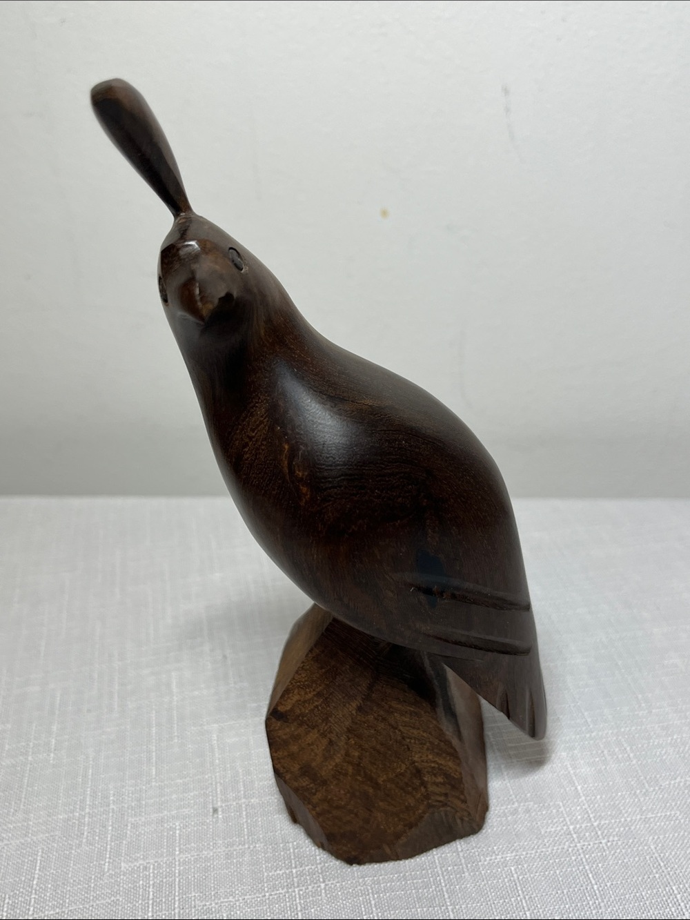 Iron wood Hand carved Dark Brown Wooden Bird Figurine Décor. Vintage 1993